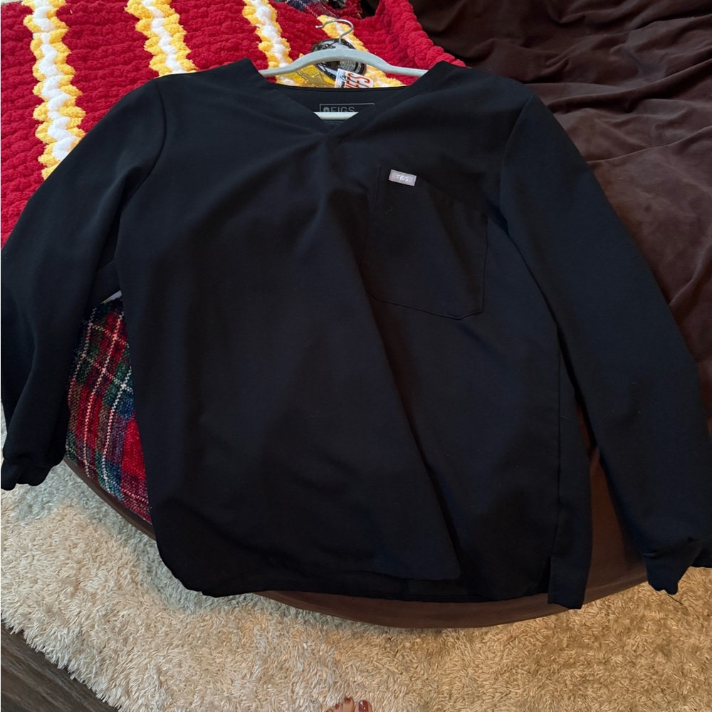 Figs Black long sleeve scrub Top